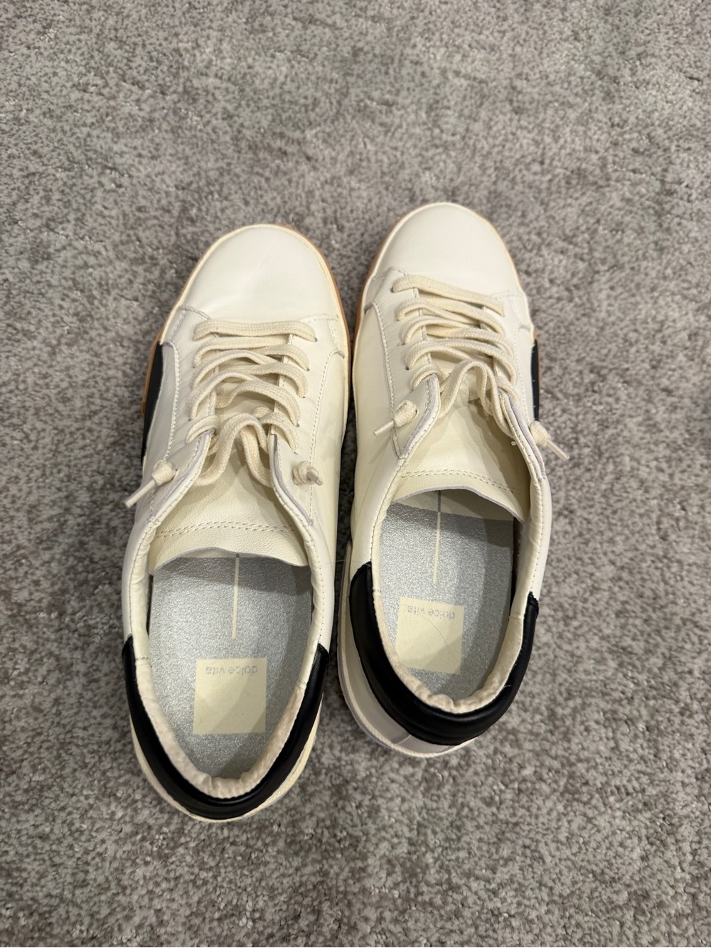 DV by Dolce Vita Cream and Black Women's Low-Top Sneakers